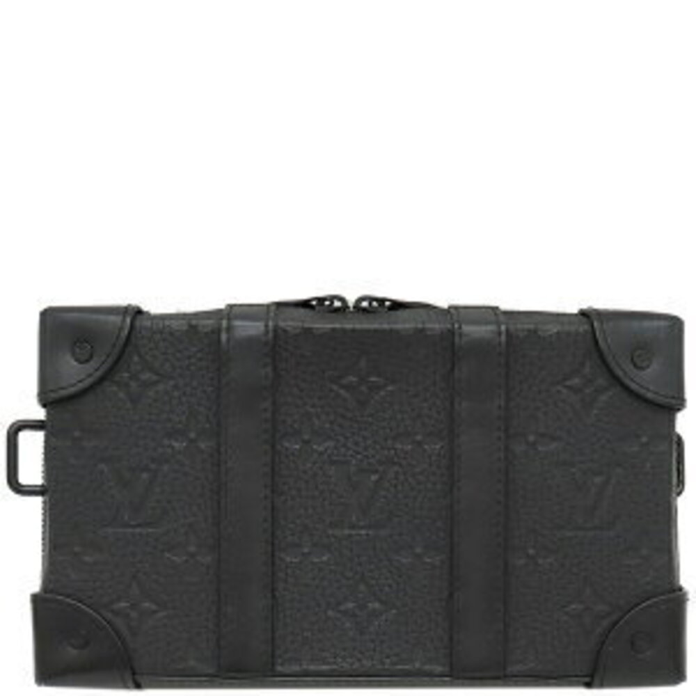 Louis Vuitton Trunk Shoulder Bag Wallet Black Taurillon Leather Zipper
